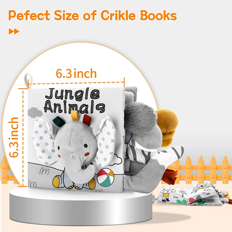Soft Baby Books 3D Touch Feel High Contrast Cloth Book Sensory Early Learning Stroller Toys for Infant Toddler Gifts 0-12 Months