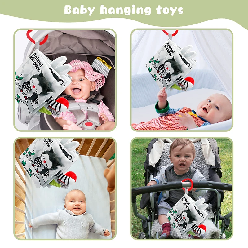 Soft Baby Books 3D Touch Feel High Contrast Cloth Book Sensory Early Learning Stroller Toys for Infant Toddler Gifts 0-12 Months