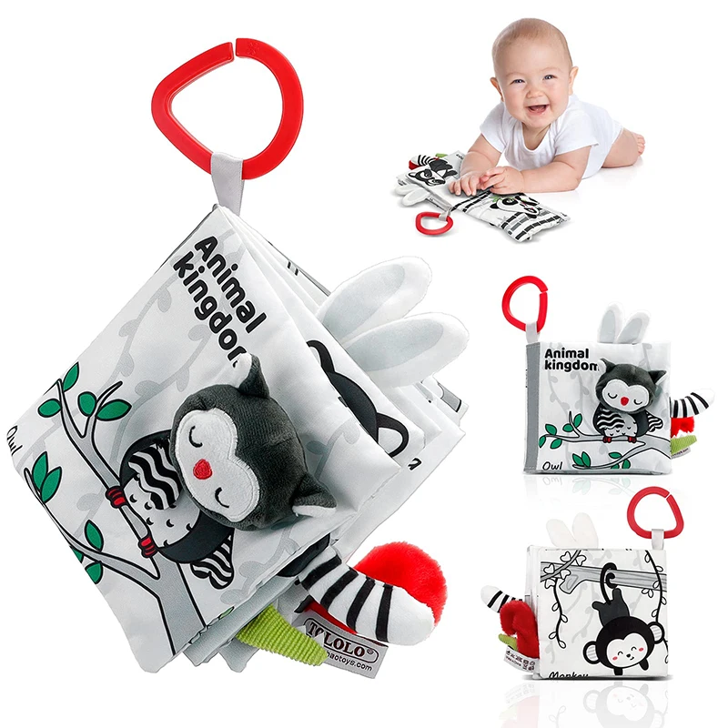 Soft Baby Books 3D Touch Feel High Contrast Cloth Book Sensory Early Learning Stroller Toys for Infant Toddler Gifts 0-12 Months