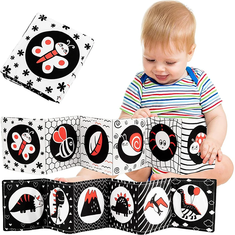 Soft Baby Books 3D Touch Feel High Contrast Cloth Book Sensory Early Learning Stroller Toys for Infant Toddler Gifts 0-12 Months