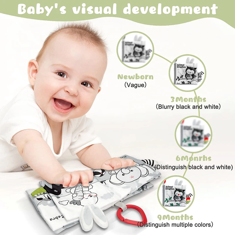 Soft Baby Books 3D Touch Feel High Contrast Cloth Book Sensory Early Learning Stroller Toys for Infant Toddler Gifts 0-12 Months