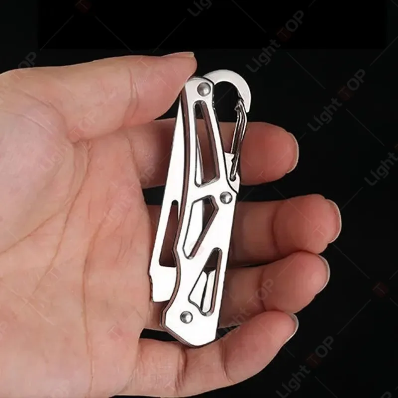 Folding Fruit Knife Stainless Steel Pocket Knife with Keychain Fruit Slicing Knives with Non-slip Handle Household Small Knife