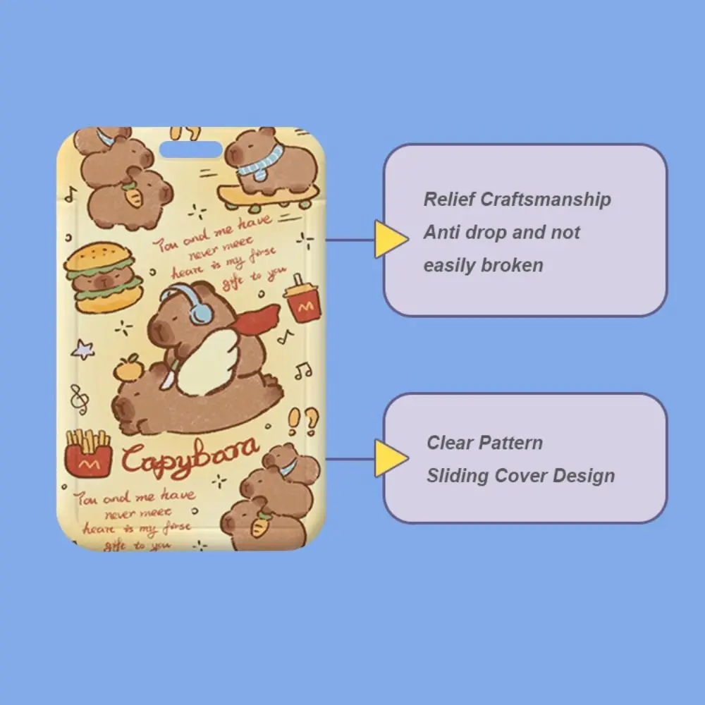 Cartoon Capybara Card Holder Bus Card Cover Case Business Card Holder Cute Credit Card Holders with Lanyard ID Holders Badge