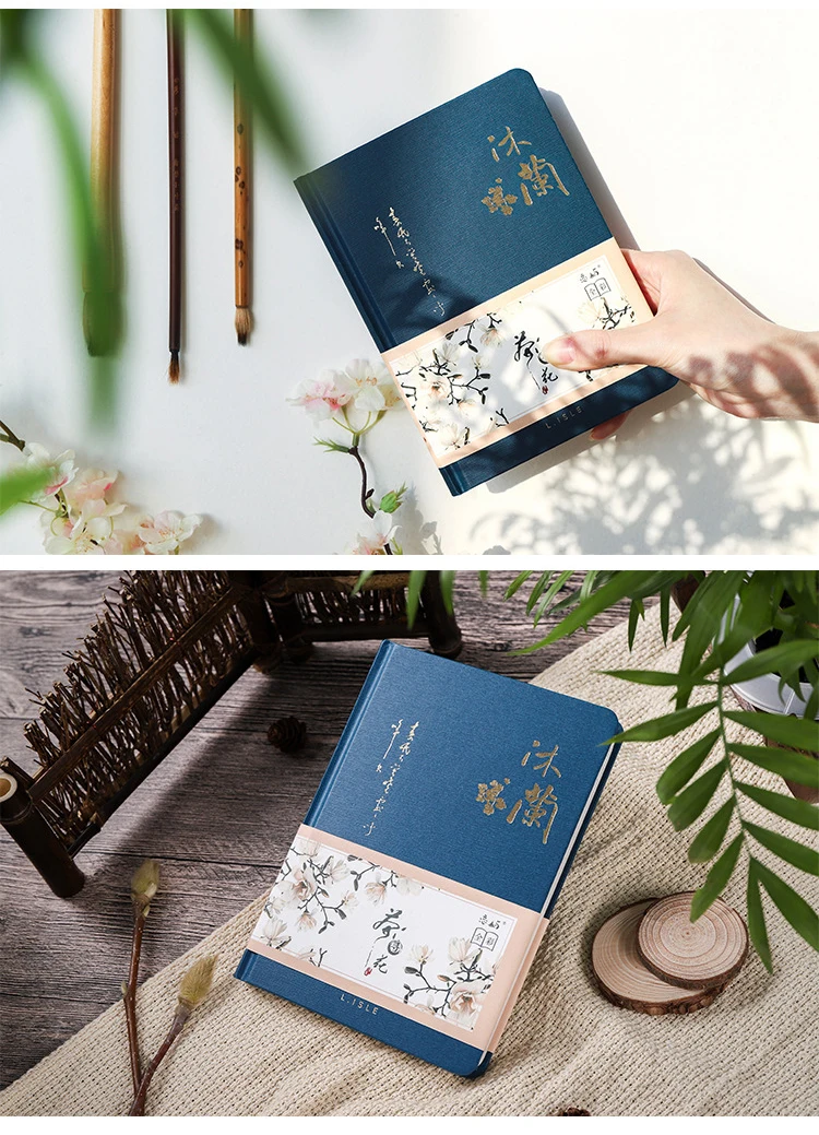 Creative Colorful Page Notebook Chinese Style Hardcover Diary Books Weekly Planner Handbook Color Inside Page for Students