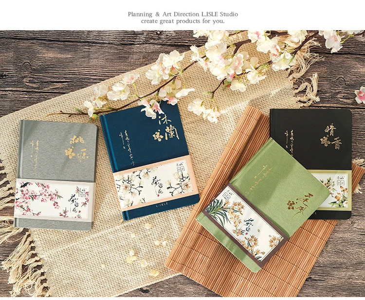 Creative Colorful Page Notebook Chinese Style Hardcover Diary Books Weekly Planner Handbook Color Inside Page for Students