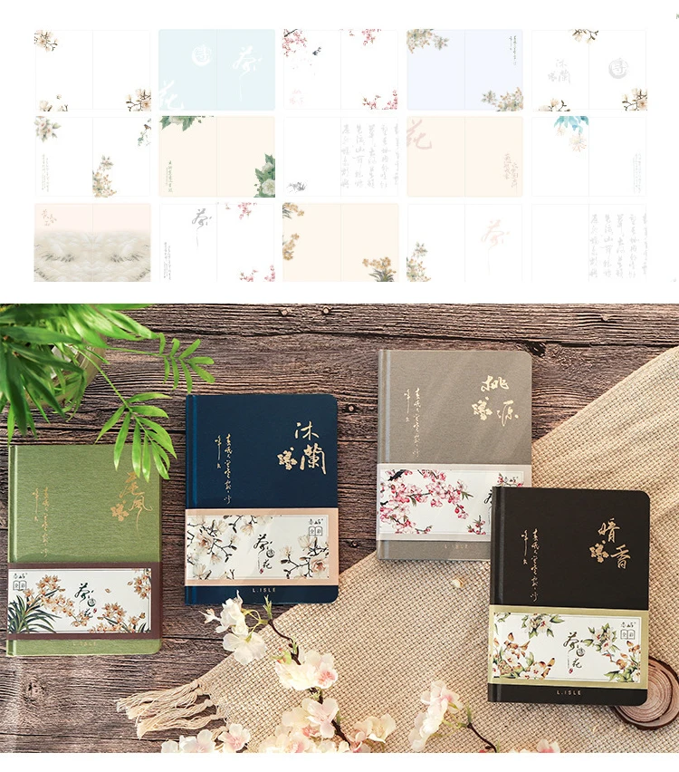 Creative Colorful Page Notebook Chinese Style Hardcover Diary Books Weekly Planner Handbook Color Inside Page for Students