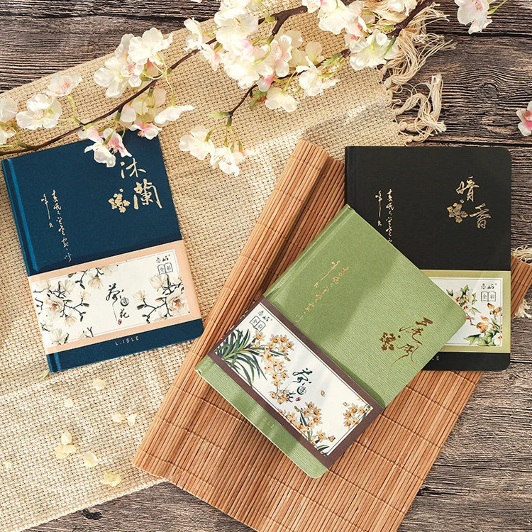 Creative Colorful Page Notebook Chinese Style Hardcover Diary Books Weekly Planner Handbook Color Inside Page for Students