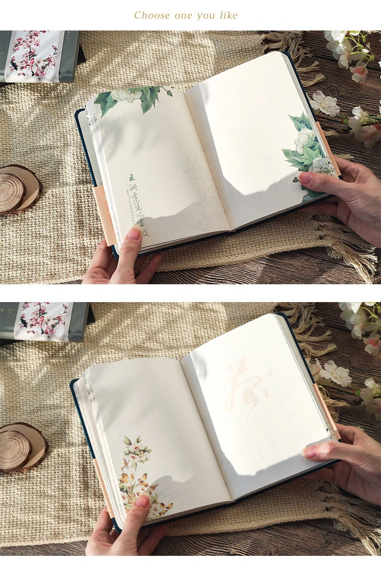 Creative Colorful Page Notebook Chinese Style Hardcover Diary Books Weekly Planner Handbook Color Inside Page for Students