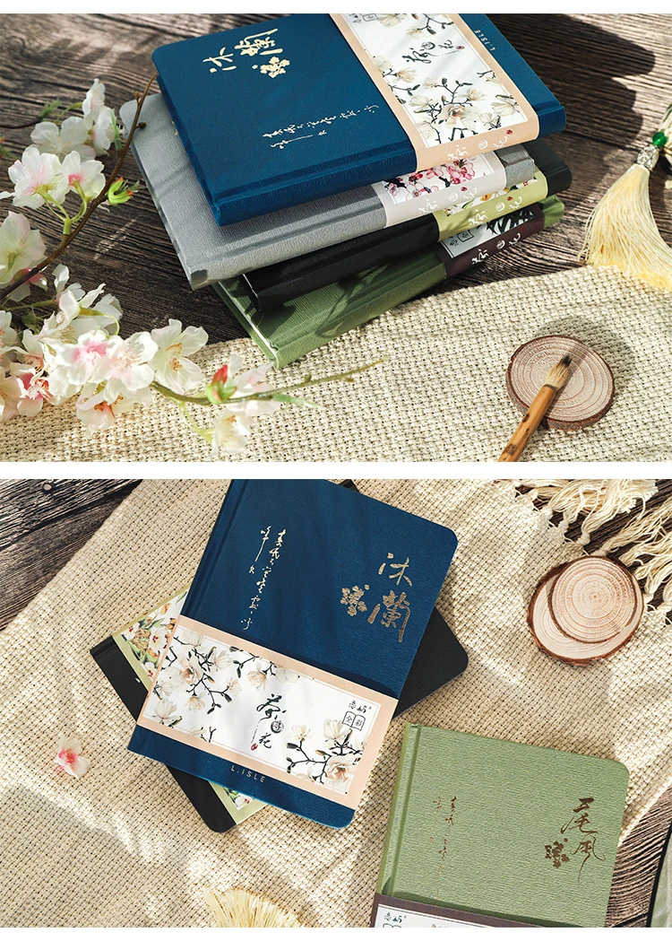 Creative Colorful Page Notebook Chinese Style Hardcover Diary Books Weekly Planner Handbook Color Inside Page for Students