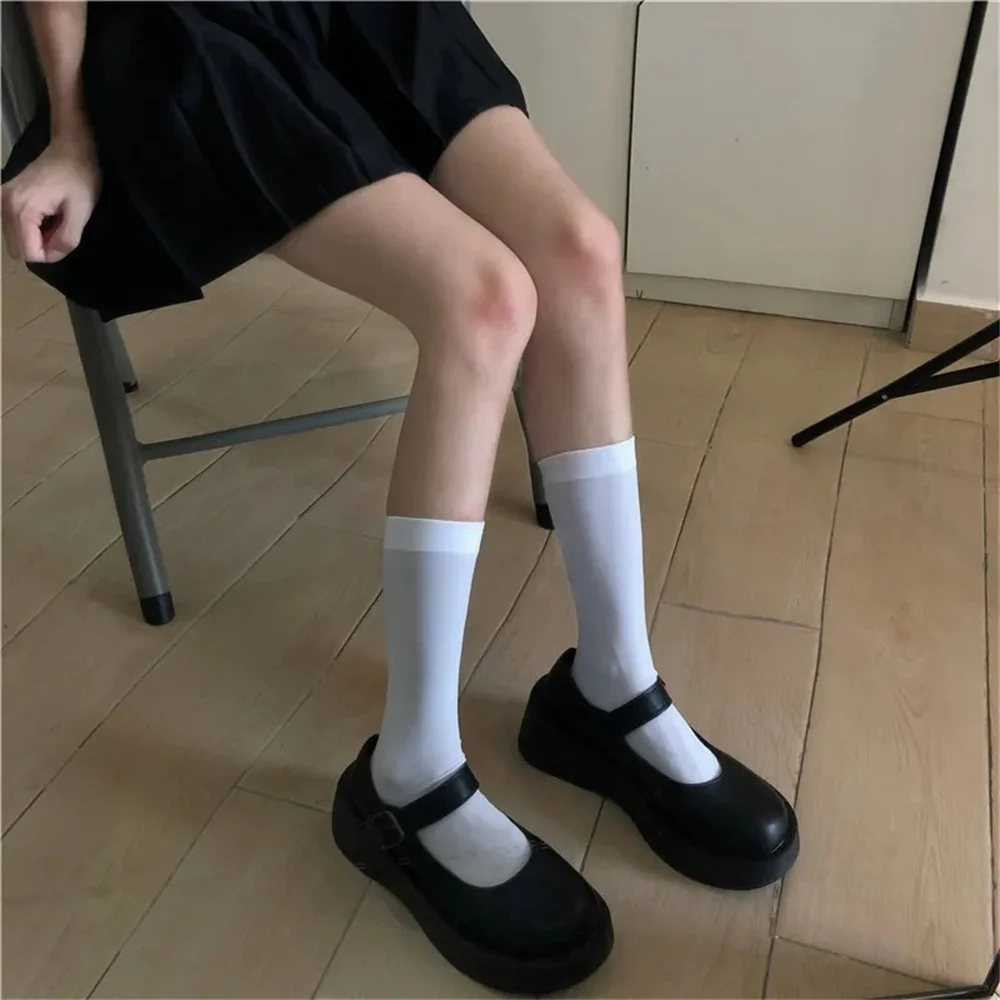 20/32/40/52cm JK Style Student School Girl Thigh Stockings Solid Color Black White Long Kawaii Socks Lolita Over Knee High Socks