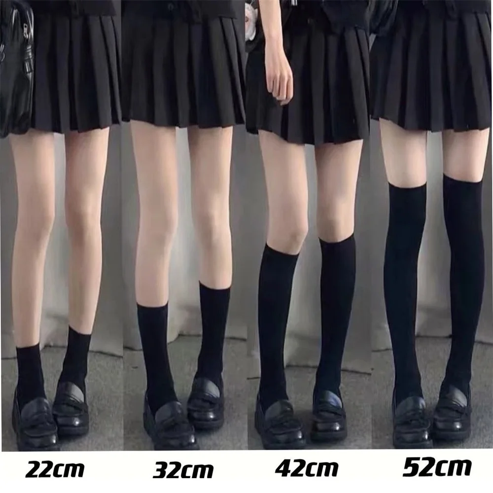 20/32/40/52cm JK Style Student School Girl Thigh Stockings Solid Color Black White Long Kawaii Socks Lolita Over Knee High Socks