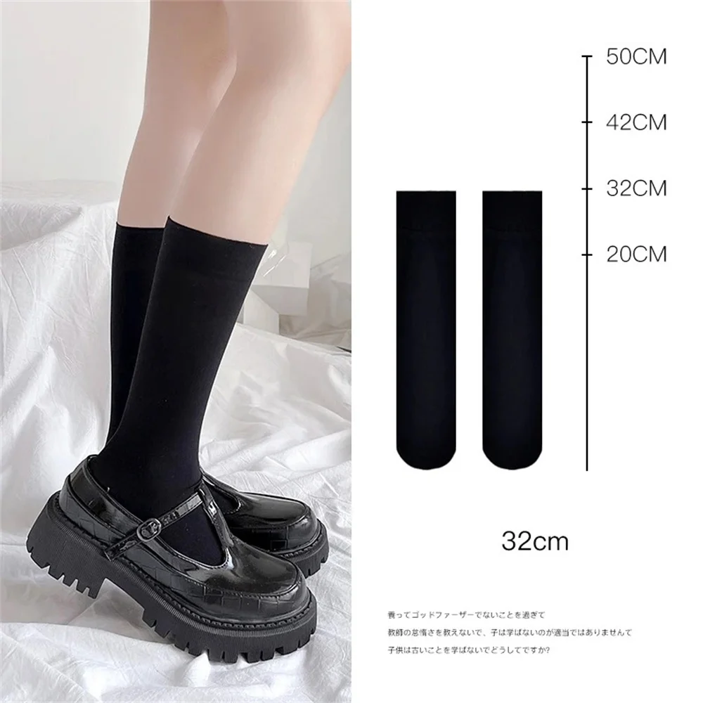 20/32/40/52cm JK Style Student School Girl Thigh Stockings Solid Color Black White Long Kawaii Socks Lolita Over Knee High Socks