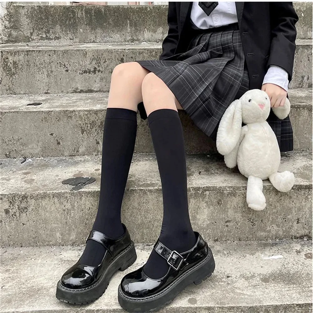 20/32/40/52cm JK Style Student School Girl Thigh Stockings Solid Color Black White Long Kawaii Socks Lolita Over Knee High Socks