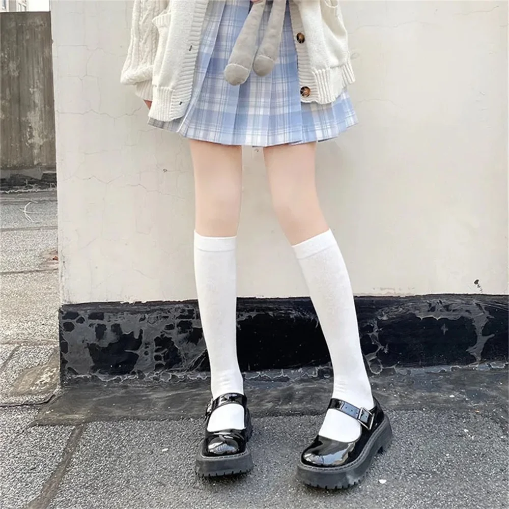 20/32/40/52cm JK Style Student School Girl Thigh Stockings Solid Color Black White Long Kawaii Socks Lolita Over Knee High Socks
