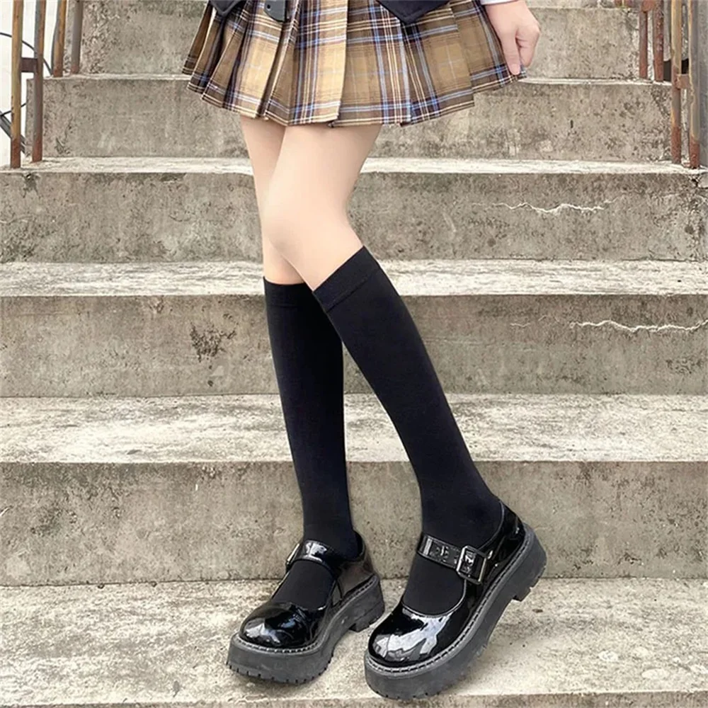 20/32/40/52cm JK Style Student School Girl Thigh Stockings Solid Color Black White Long Kawaii Socks Lolita Over Knee High Socks
