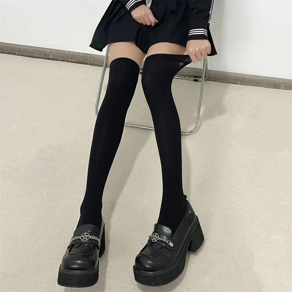 20/32/40/52cm JK Style Student School Girl Thigh Stockings Solid Color Black White Long Kawaii Socks Lolita Over Knee High Socks