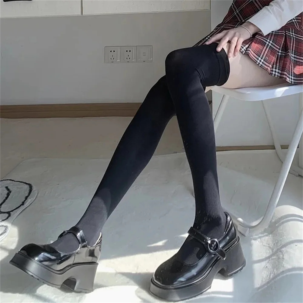 20/32/40/52cm JK Style Student School Girl Thigh Stockings Solid Color Black White Long Kawaii Socks Lolita Over Knee High Socks
