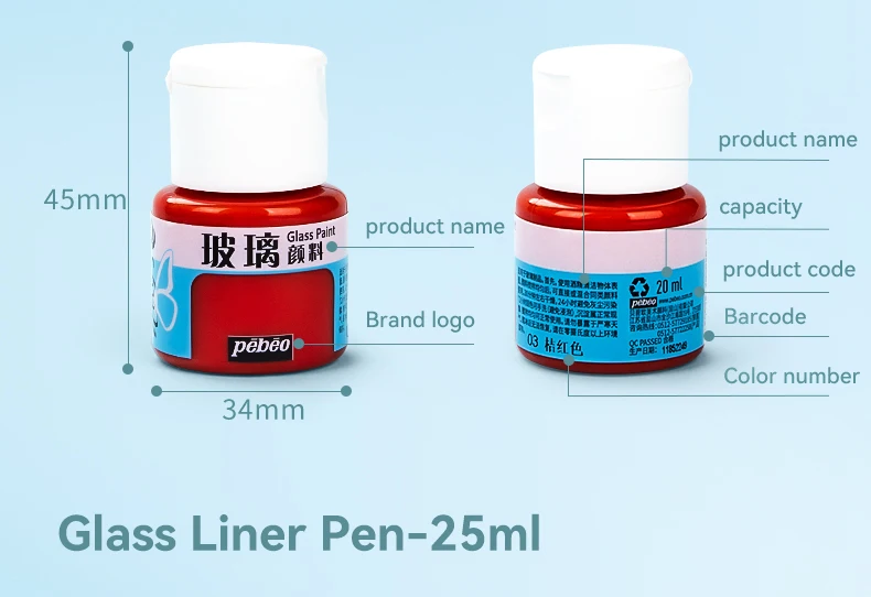 Beginners Glass Acrylic Paint 20/25ml Bottle Transparent Sun-Resistant Organic For Ceramics Diy Handmade Fabric Graffiti Pigment