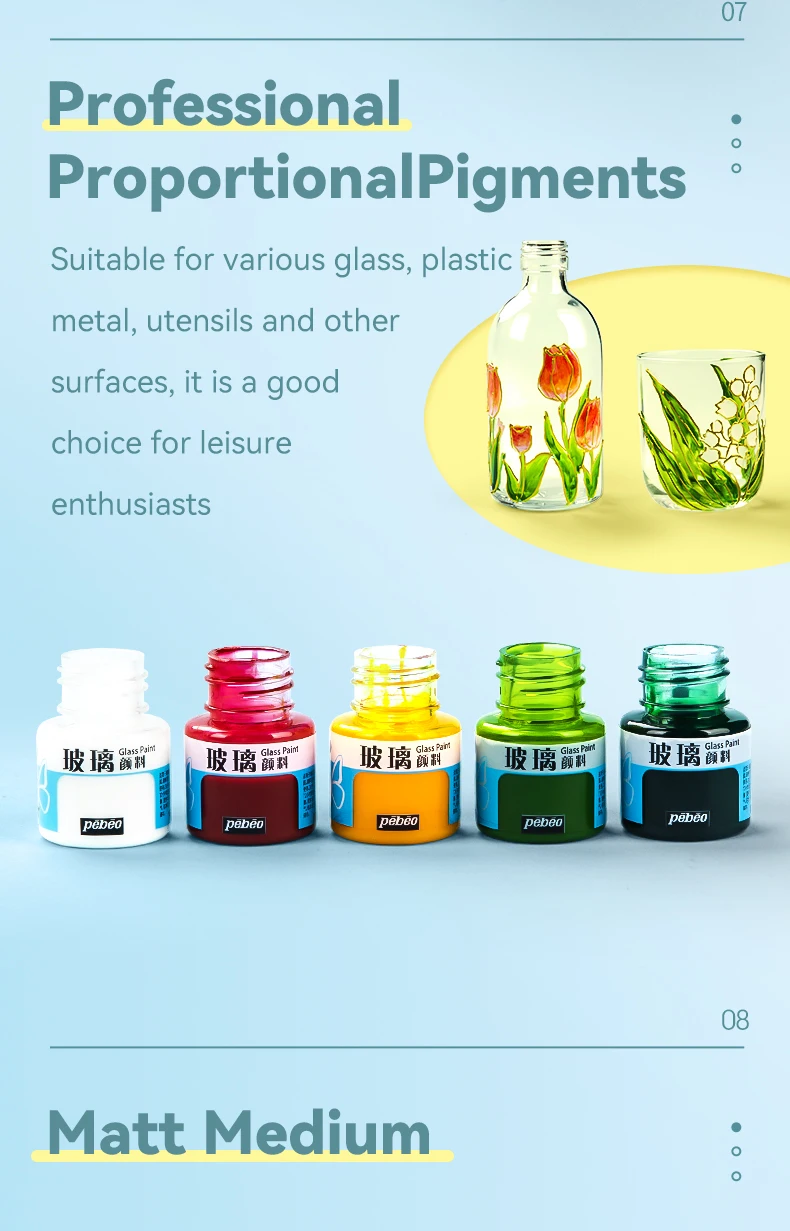 Beginners Glass Acrylic Paint 20/25ml Bottle Transparent Sun-Resistant Organic For Ceramics Diy Handmade Fabric Graffiti Pigment