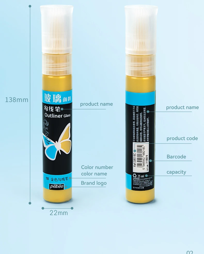 Beginners Glass Acrylic Paint 20/25ml Bottle Transparent Sun-Resistant Organic For Ceramics Diy Handmade Fabric Graffiti Pigment