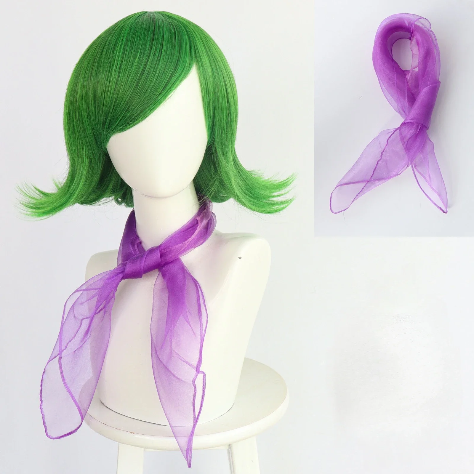 Inside Out Disgust Cosplay Wig Green wig Disgust Cosplay Costume for Women Girl Halloween Christmas School Party Cosplay Wigs