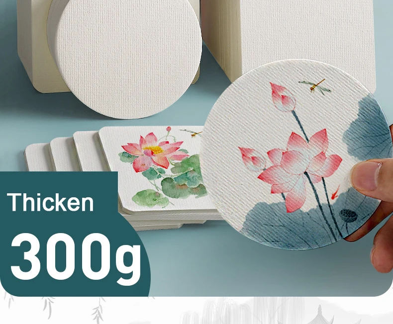 Watercolor Paper Card Postcard Thickened 300g Square Round Rectangular Mini Sketch Paper Card Art Supplies