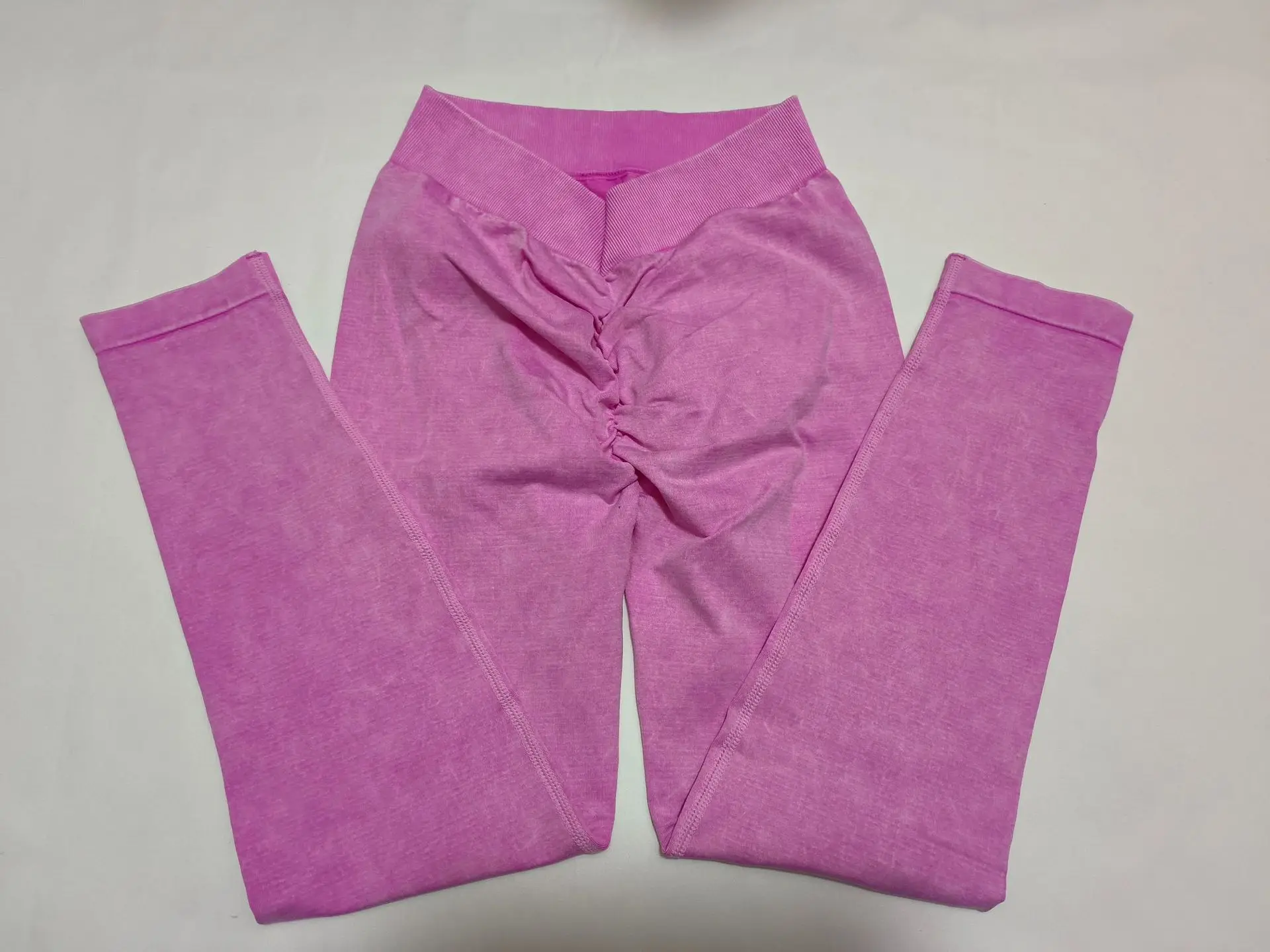 Sports Seamless Leggings Women V-back Waist Tights High Waist Hip Liftting Gym Pants Frosted Water Wash Stretchy Yoga Leggings