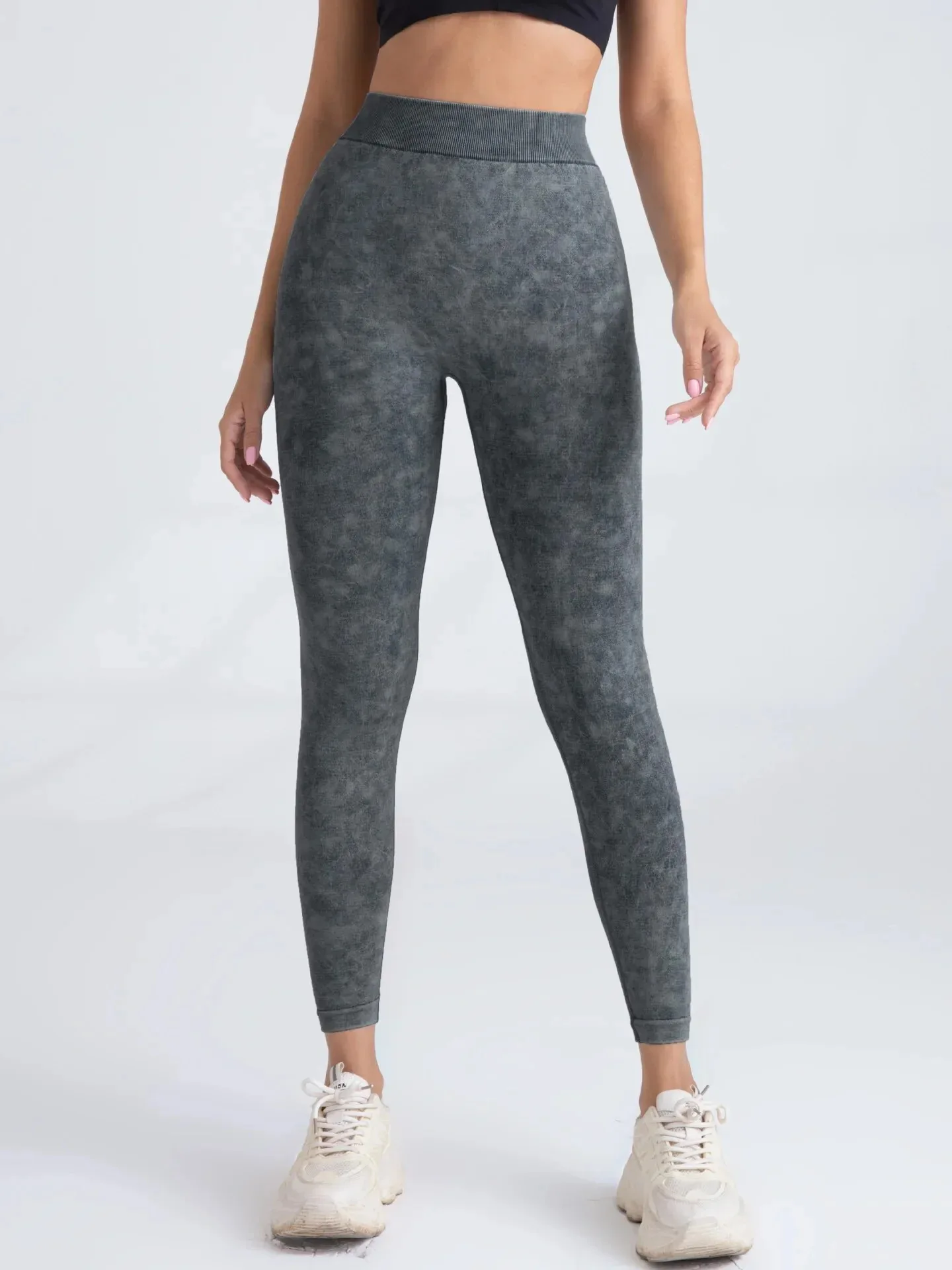 Sports Seamless Leggings Women V-back Waist Tights High Waist Hip Liftting Gym Pants Frosted Water Wash Stretchy Yoga Leggings