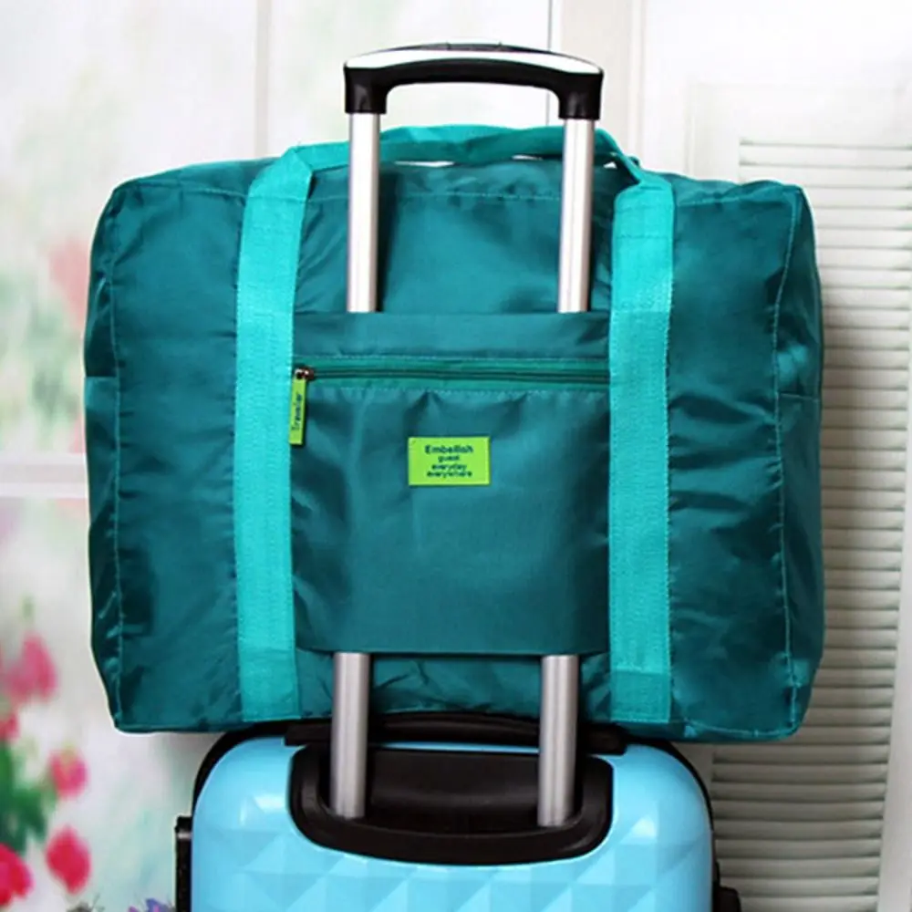 Portable Nylon Travel Luggage Bag Lightweight Large Capacity Fitness Handbag Folding Hand Grip Clothes Storage Bag
