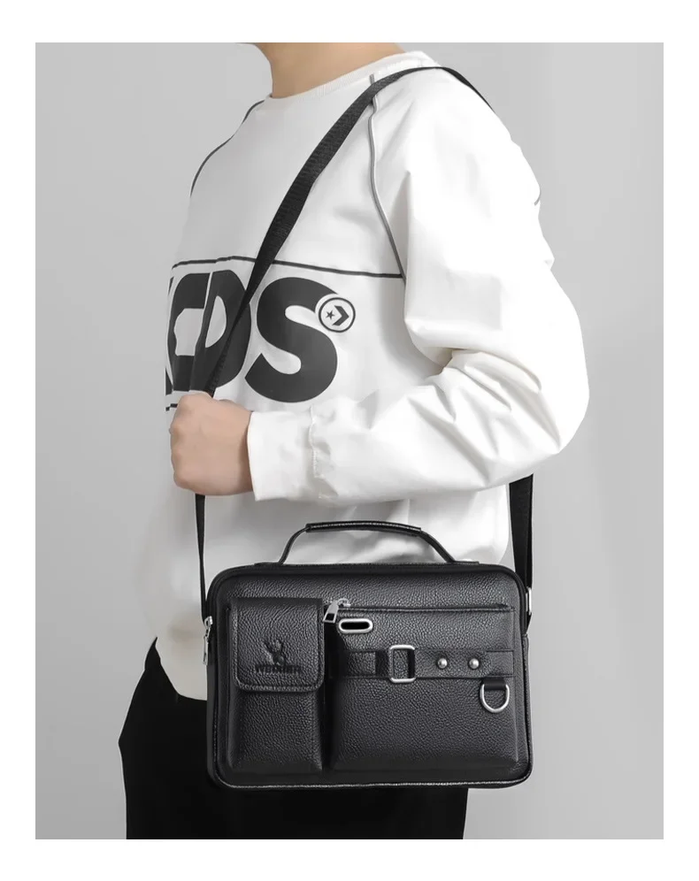 2024 New Men Shoulder Bag for 10.4" Ipad PU Leather Business Handbags Men Messenger Bags Fashion Man Crossbody Bag