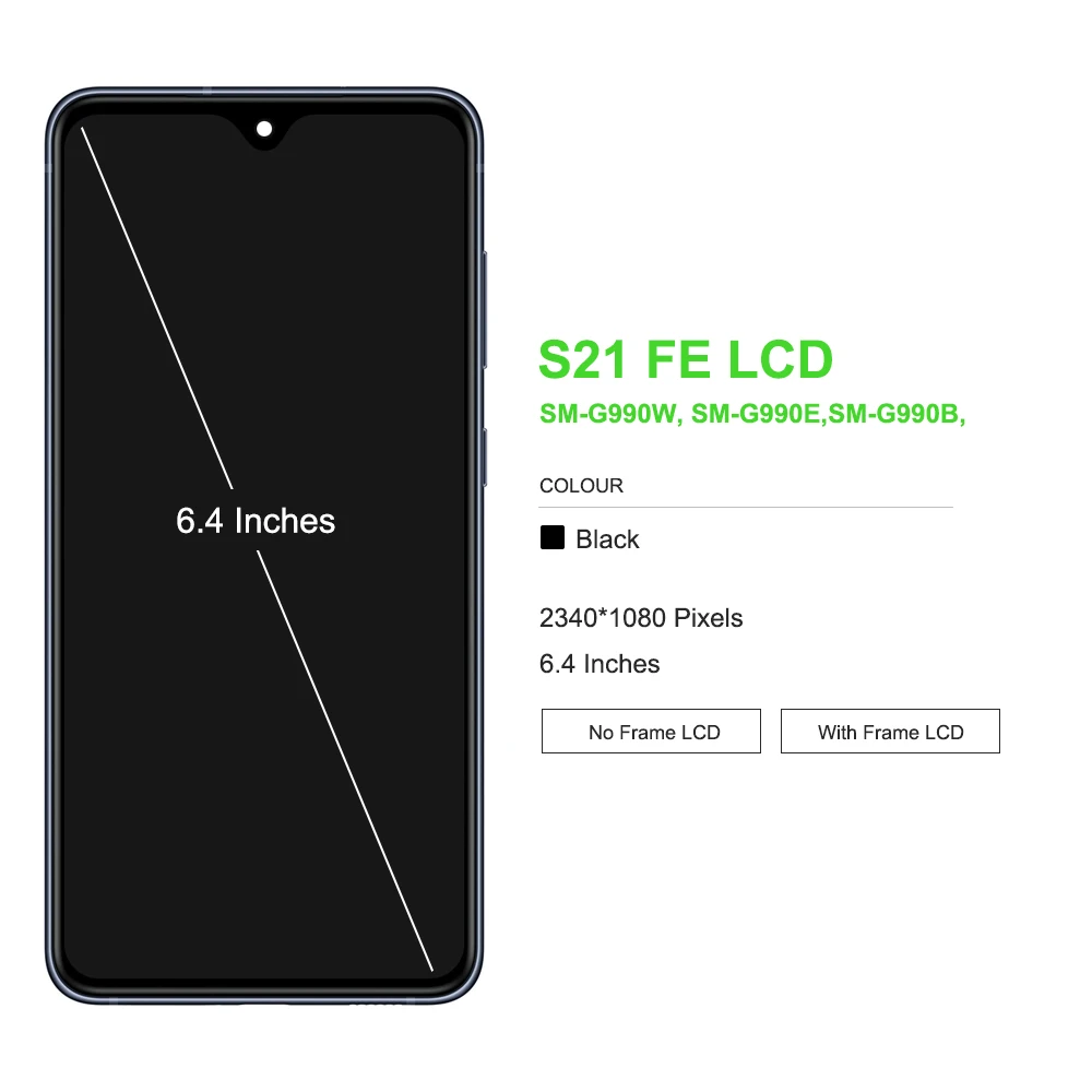 AMOLED S21FE Display+Frame For Samsung S21 FE 5G G990 G990B G990U G990B/DS G990E LCD Display Touch Screen Digitizer Assembly