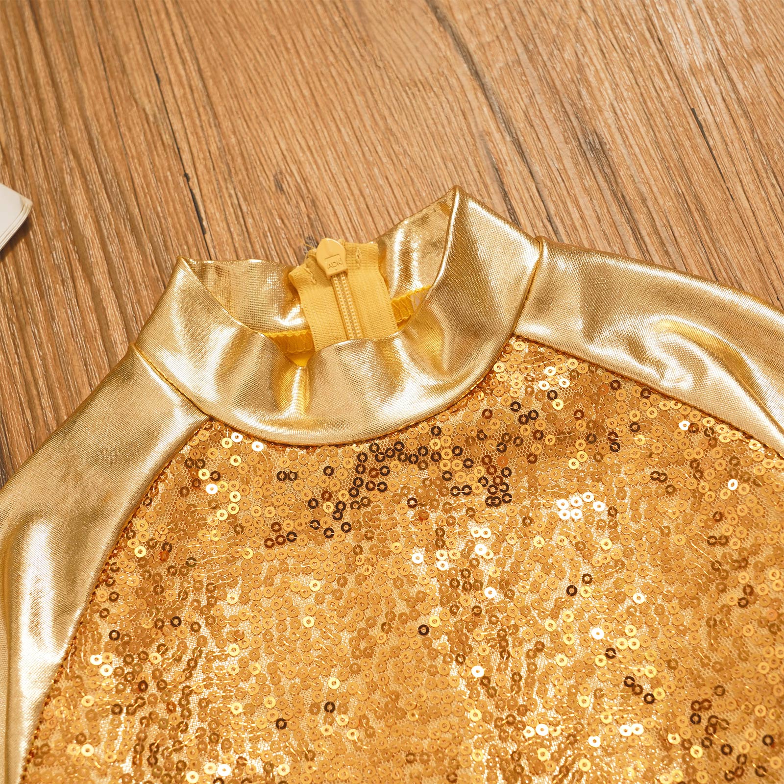 Kids Girls Jazz Dance Tops One Shoulder Shiny Sequins Crop Top for Ballet Gymnastics Skating Stage Performance Dance Wear
