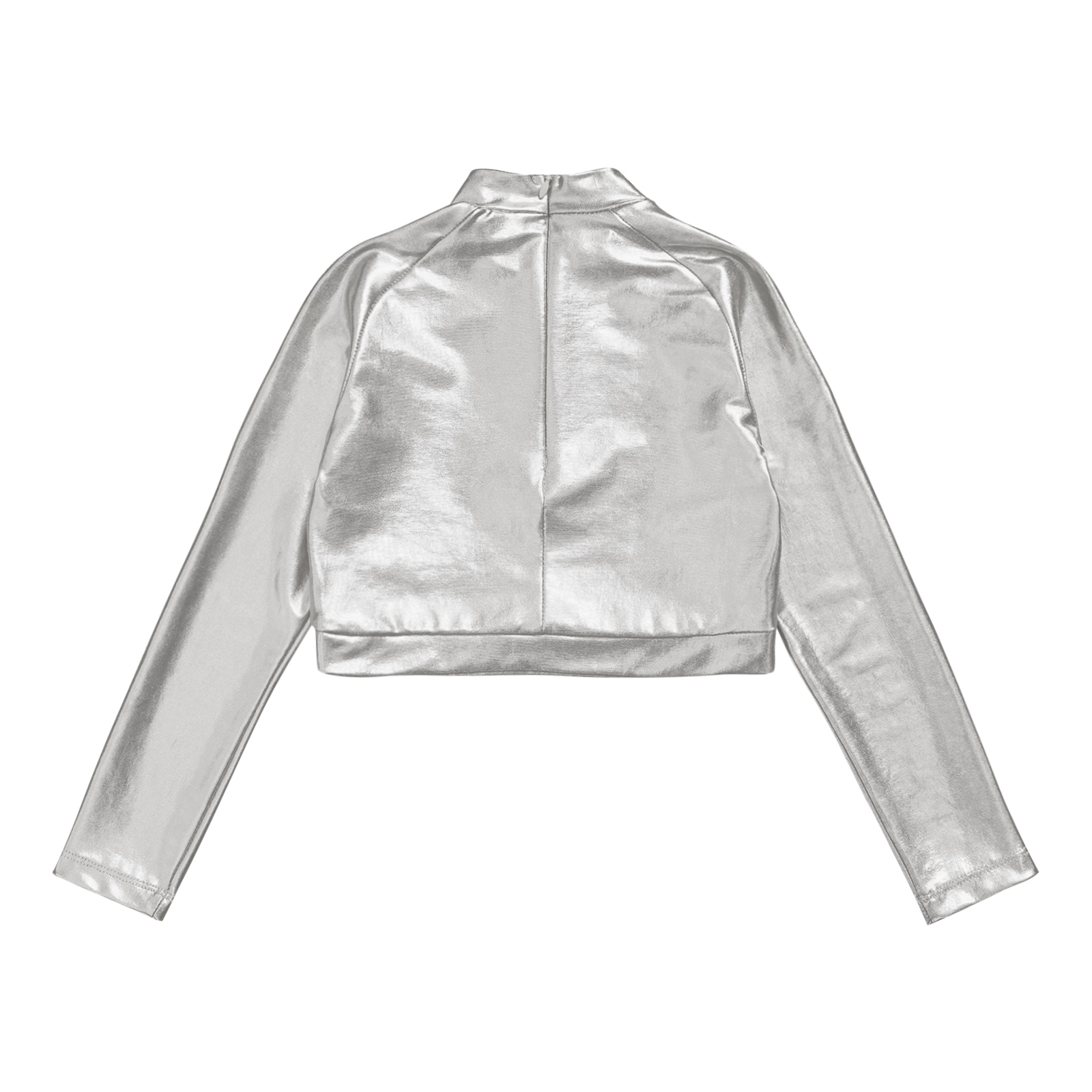Kids Girls Jazz Dance Tops One Shoulder Shiny Sequins Crop Top for Ballet Gymnastics Skating Stage Performance Dance Wear