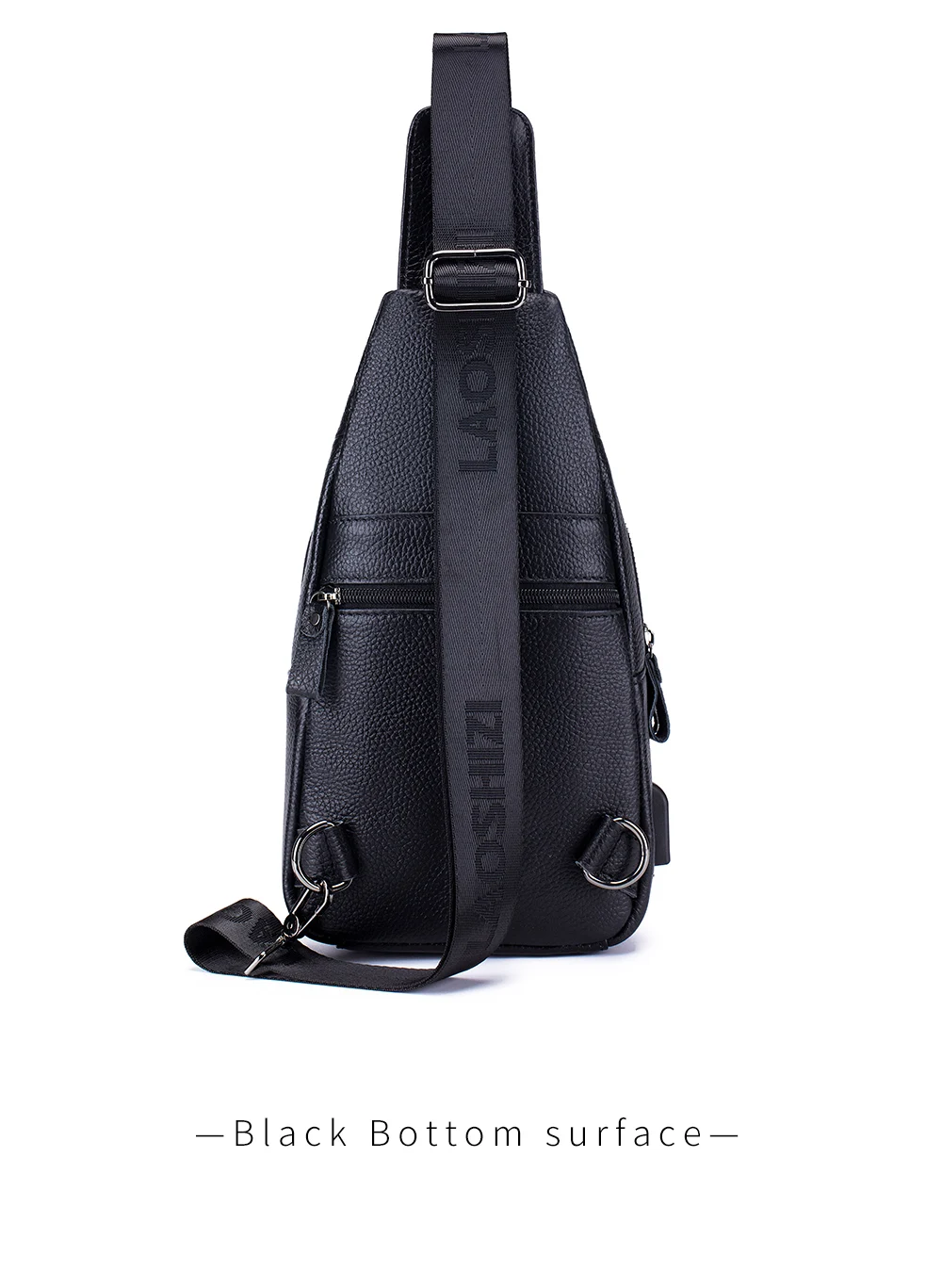 Men's leather chest bag, crossbody bag, crocodile pattern multifunctional bag with USB charging shoulder bag