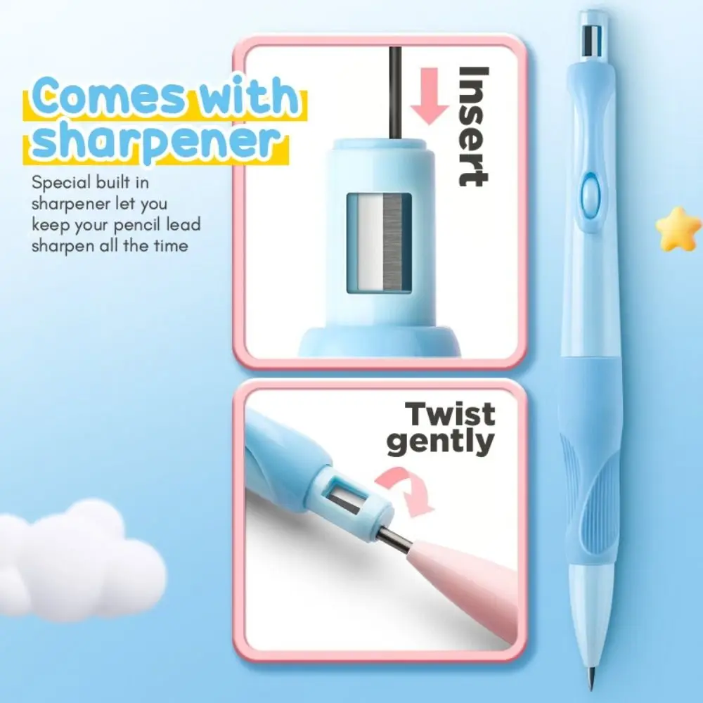 Grip Posture Correction Automatic Pencil 0.5/0.7/0.9/2.0mm Comes With Sharpener Mechanical Pencil 2B Lead Movable Pencil