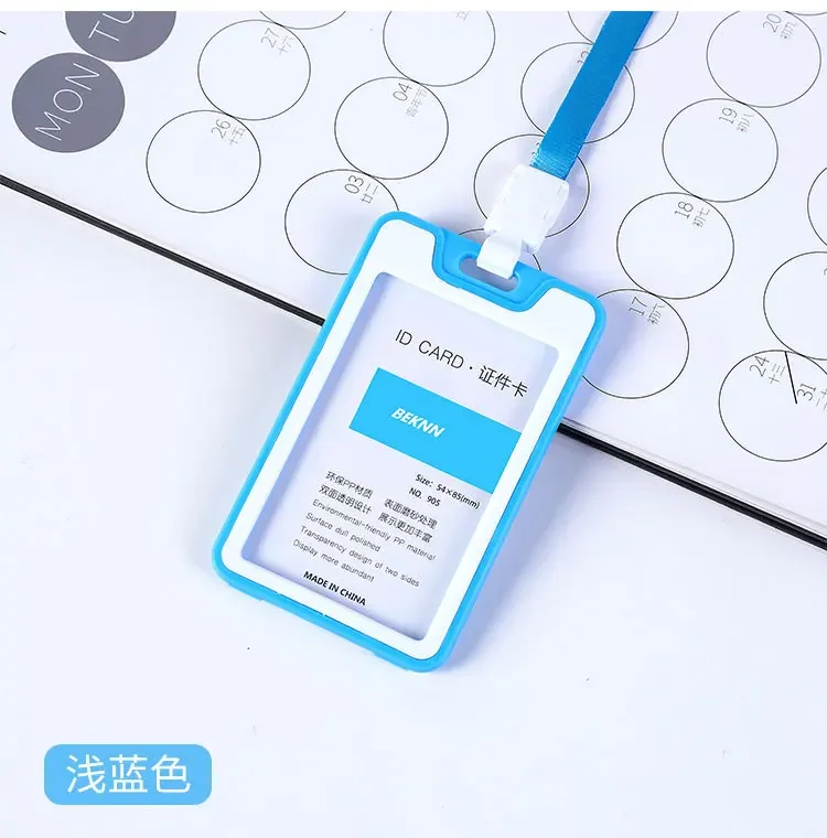 Candy Color Staff Work Card Holder Employees Workers Pass Access Card Cover Tag Bus Card Sleeve with Lanyard Purse for Women Man
