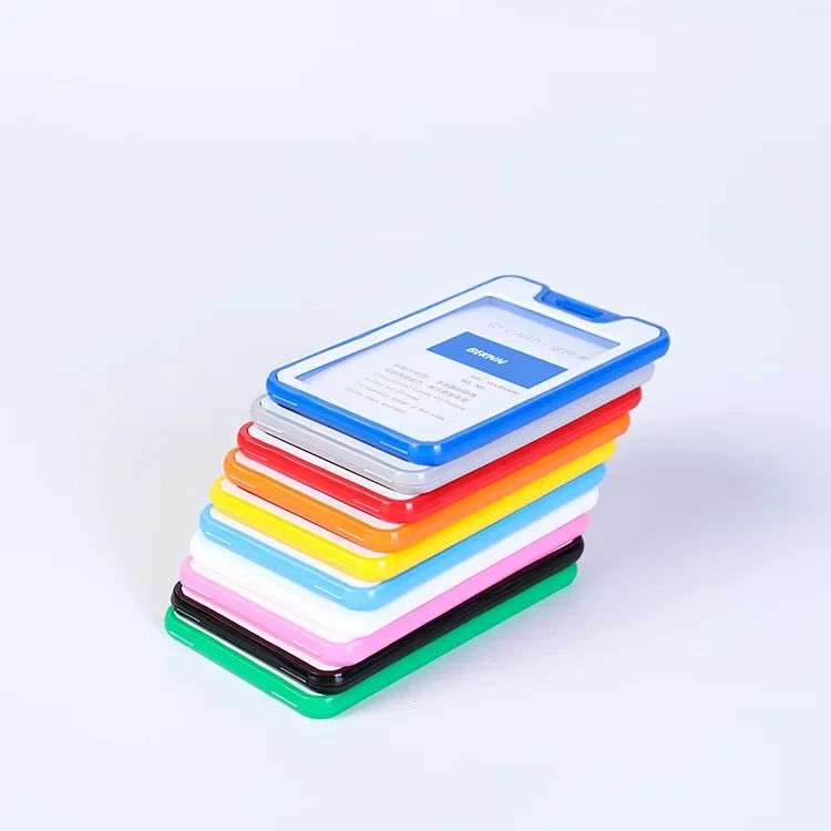 Candy Color Staff Work Card Holder Employees Workers Pass Access Card Cover Tag Bus Card Sleeve with Lanyard Purse for Women Man
