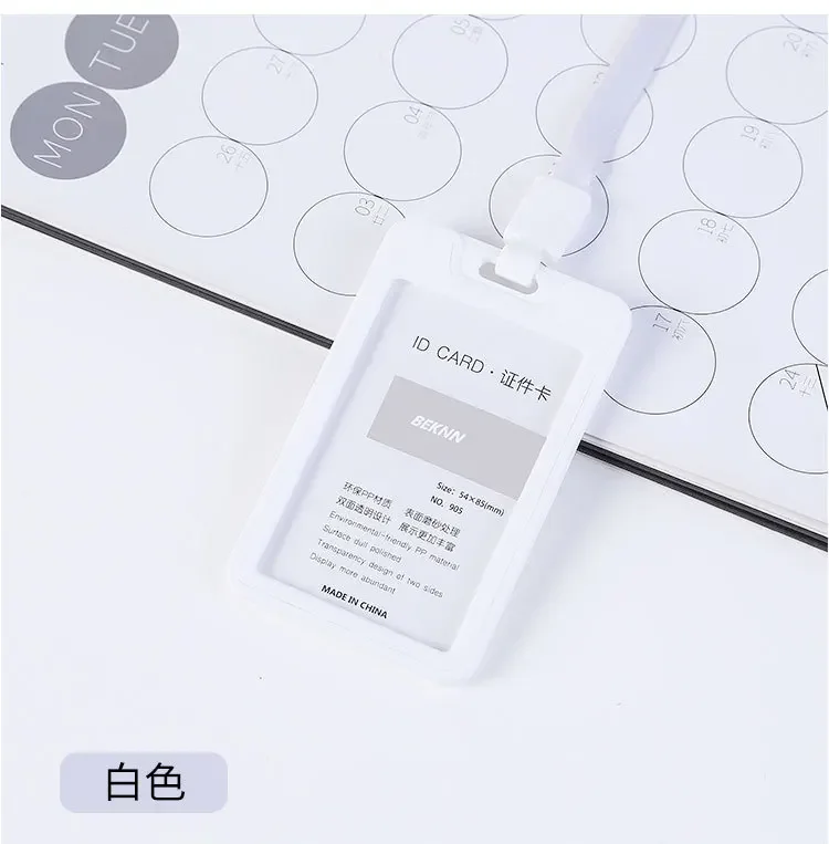 Candy Color Staff Work Card Holder Employees Workers Pass Access Card Cover Tag Bus Card Sleeve with Lanyard Purse for Women Man