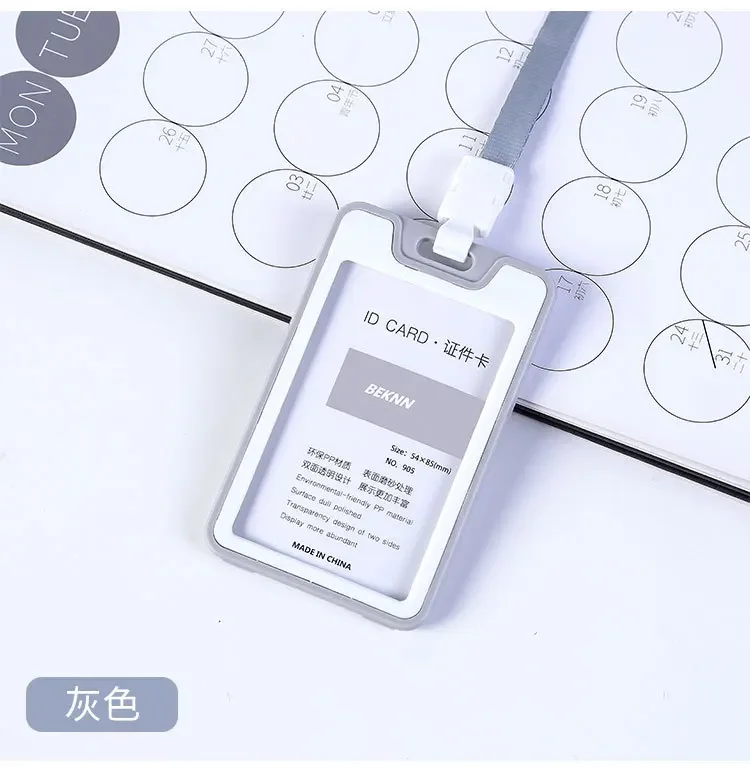 Candy Color Staff Work Card Holder Employees Workers Pass Access Card Cover Tag Bus Card Sleeve with Lanyard Purse for Women Man