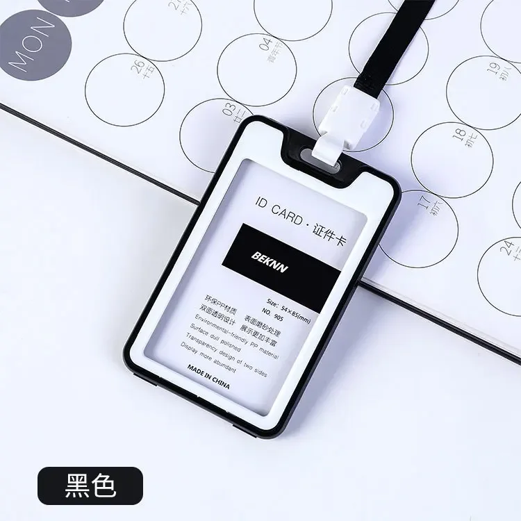 Candy Color Staff Work Card Holder Employees Workers Pass Access Card Cover Tag Bus Card Sleeve with Lanyard Purse for Women Man