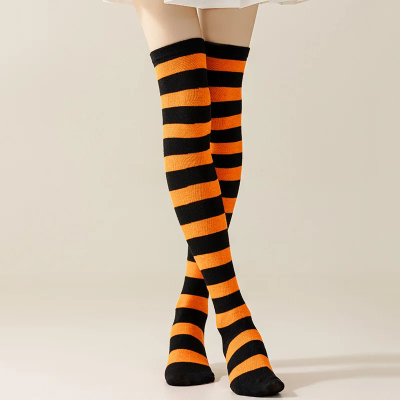 Striped Over Knee High Socks Women High Stocking Multi-color JK Casual Warm Soks Sexy Slim Long Soks Christmas Striped Hosiery #