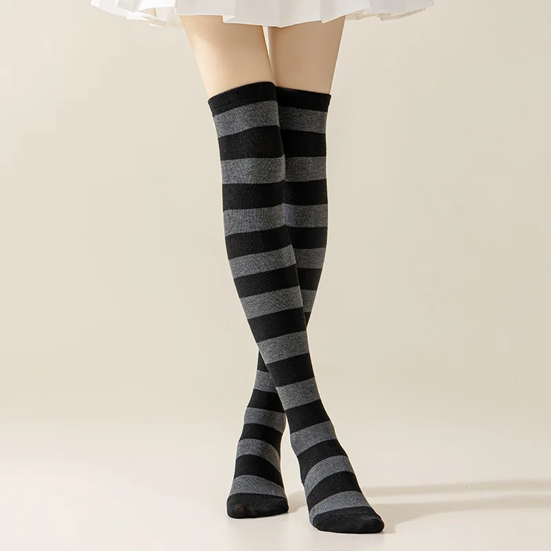 Striped Over Knee High Socks Women High Stocking Multi-color JK Casual Warm Soks Sexy Slim Long Soks Christmas Striped Hosiery #