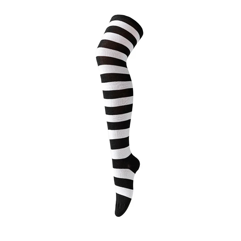 Striped Over Knee High Socks Women High Stocking Multi-color JK Casual Warm Soks Sexy Slim Long Soks Christmas Striped Hosiery #