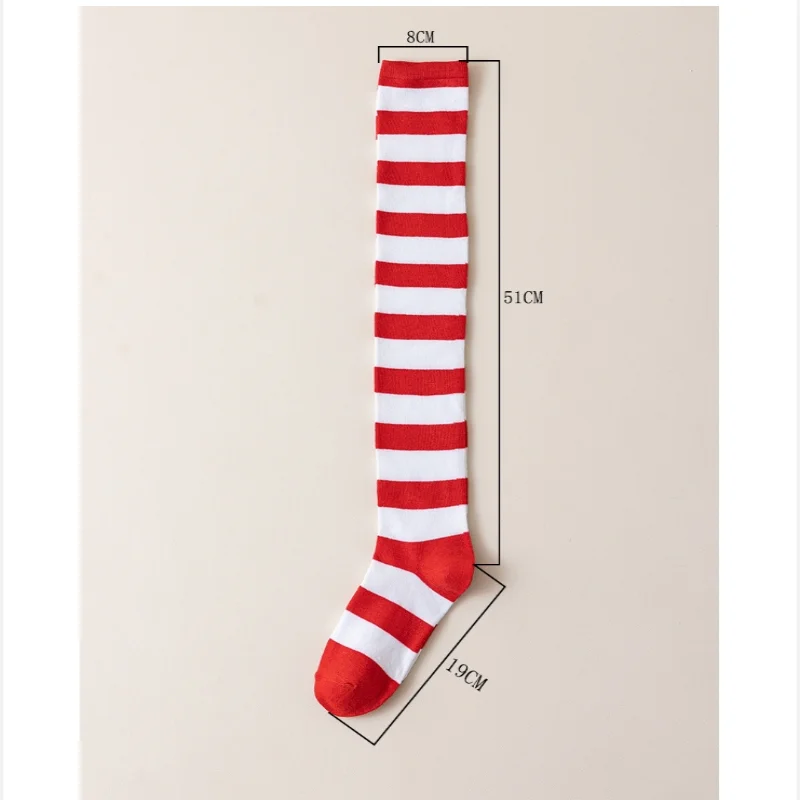 Striped Over Knee High Socks Women High Stocking Multi-color JK Casual Warm Soks Sexy Slim Long Soks Christmas Striped Hosiery #