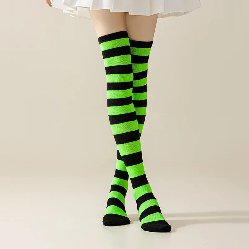 Striped Over Knee High Socks Women High Stocking Multi-color JK Casual Warm Soks Sexy Slim Long Soks Christmas Striped Hosiery #
