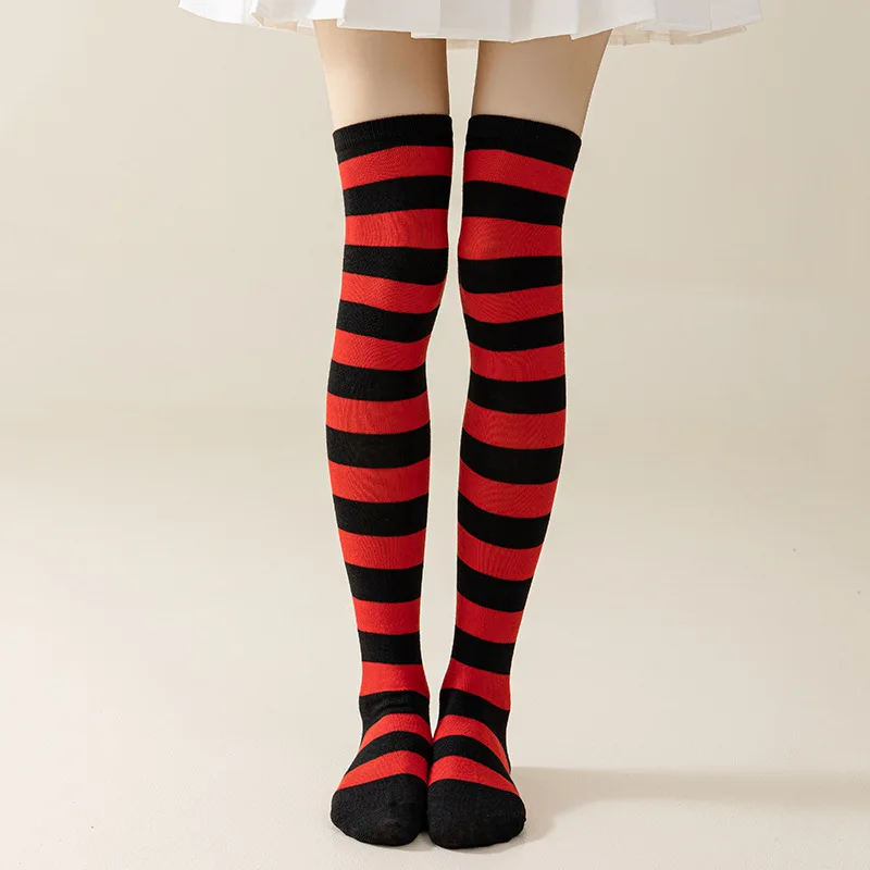 Striped Over Knee High Socks Women High Stocking Multi-color JK Casual Warm Soks Sexy Slim Long Soks Christmas Striped Hosiery #