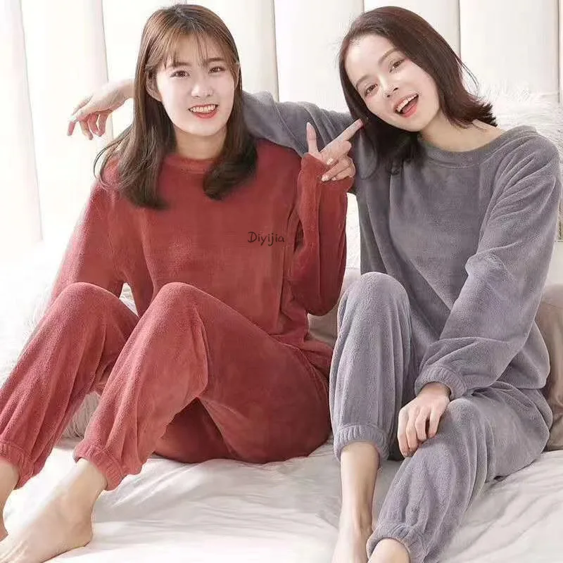 Fall and Winter Men and Women New Double-Sided Velvet Thickened Warm Suit Loose Coral Velvet Home Wear Loose Lazy Sleepwear