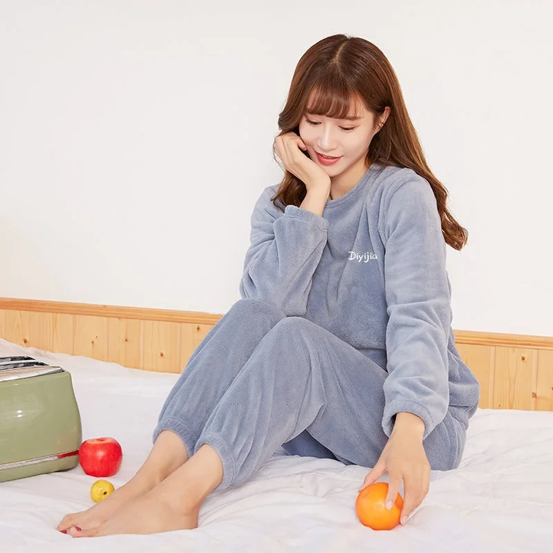 Fall and Winter Men and Women New Double-Sided Velvet Thickened Warm Suit Loose Coral Velvet Home Wear Loose Lazy Sleepwear