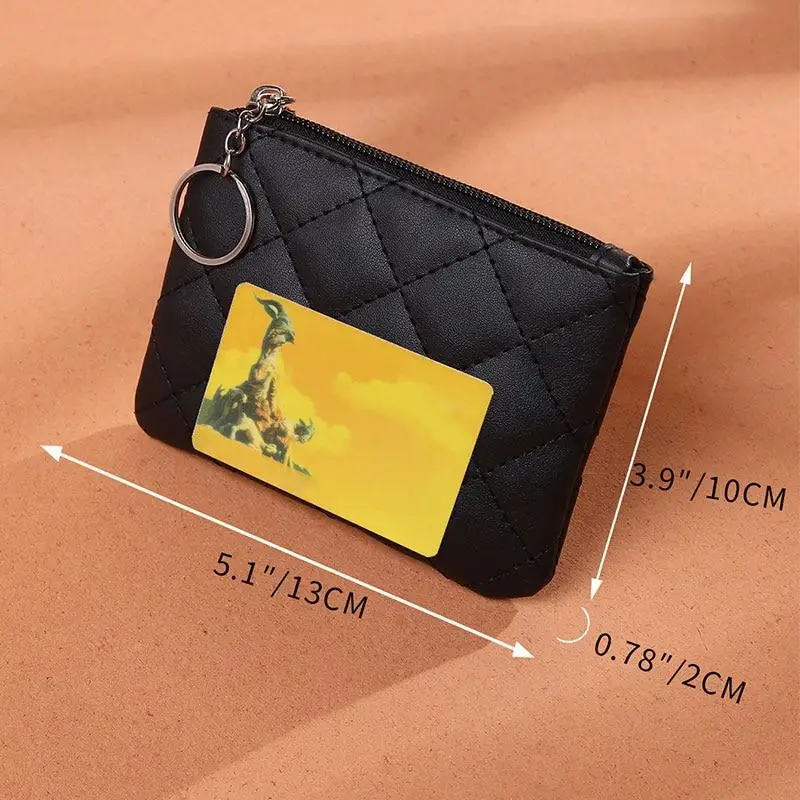 Women PU Leather Zip Coin Wallet Key Chain Fashion Small Purse Money short Change Pouch Coin Purse