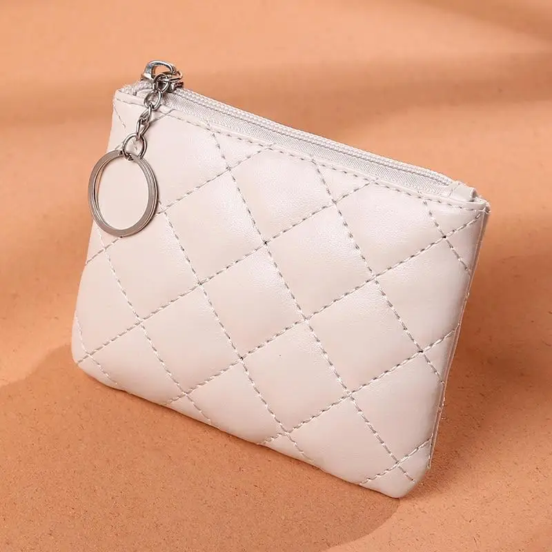 Women PU Leather Zip Coin Wallet Key Chain Fashion Small Purse Money short Change Pouch Coin Purse